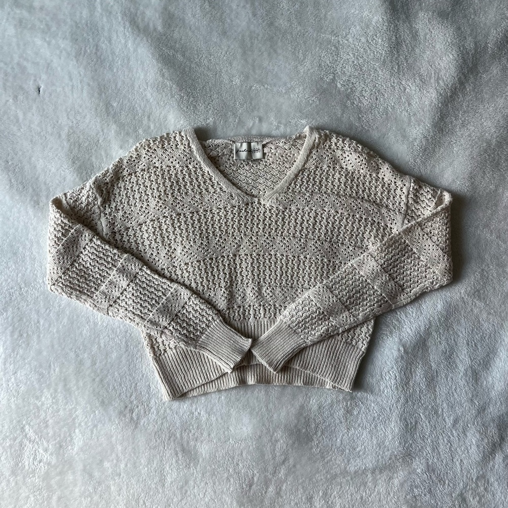 Beige V-Neck Sweater